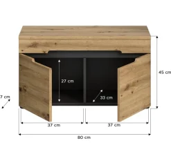 Sitzbank CANU edles Basaltgrau Nachbildung Eiche Artisan Nachbildung B/H/T: ca. 80x45x37 cm
