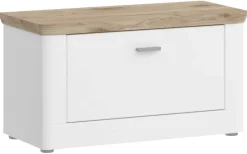 Sitzbank Michigan weiß matt Eiche Viking Nachbildung B/H/T: ca. 79x44x37 cm