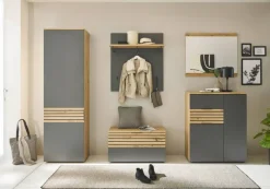 Sitzbank Milan Eiche Artisan Nachbildung grau B/H/T: ca. 85x48x38 cm