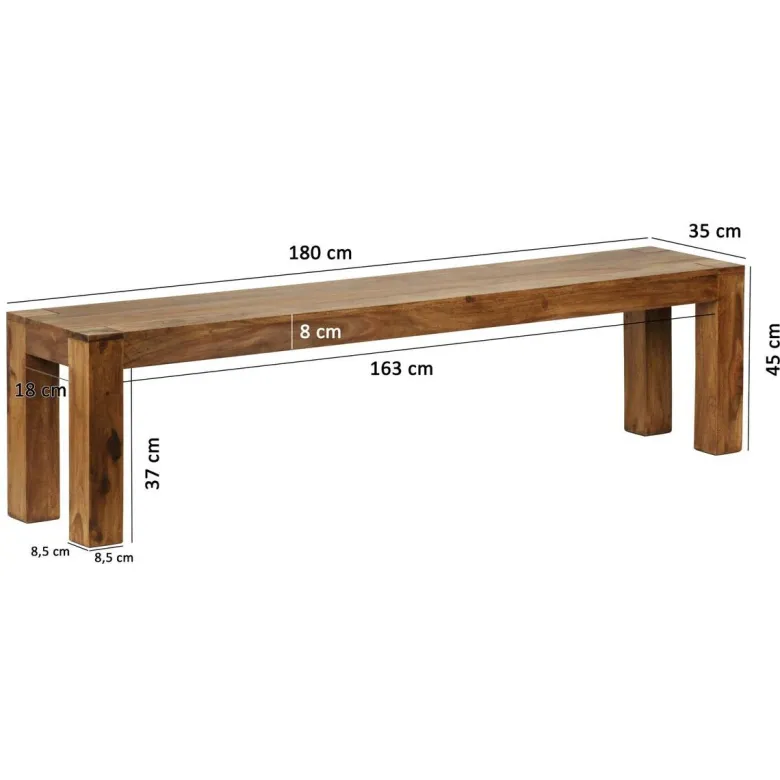 Sitzbank natur Echtholz B/H/T: ca. 180x45x35 cm