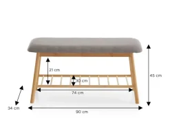 Sitzbank natur grau B/H/T: ca. 90x45x34 cm