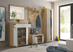 Sitzbank Nola Eiche Artisan Nachbildung weiß Hochglanz B/H/T: ca. 80x49x38 cm