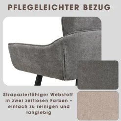 Sitzbank RICO schwarz grau Stoff Metall B/H/T: ca. 140x90x62 cm