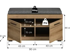 Sitzbank SCOUT Evoke Oak Nachbildung B/H/T: ca. 90x44x40 cm