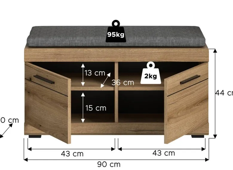 Sitzbank SCOUT Evoke Oak Nachbildung B/H/T: ca. 90x44x40 cm