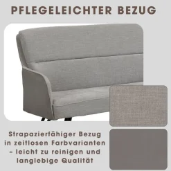 Sitzbank TINO schwarz grau Metall Microfaser B/H/T: ca. 140x94x67 cm