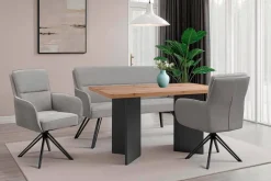 Sitzbank TINO schwarz grau Metall Microfaser B/H/T: ca. 140x94x67 cm