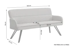 Sitzbank TINO schwarz grau Metall Microfaser B/H/T: ca. 160x94x67 cm