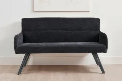 Sitzbank TINO schwarz Metall Microfaser B/H/T: ca. 140x94x67 cm