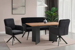 Sitzbank TINO schwarz Metall Microfaser B/H/T: ca. 140x94x67 cm