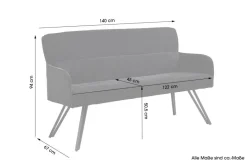 Sitzbank TINO schwarz Metall Microfaser B/H/T: ca. 140x94x67 cm