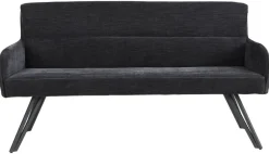 Sitzbank TINO schwarz Metall Microfaser B/H/T: ca. 160x94x67 cm
