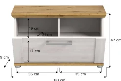 Sitzbank Verona Sibiu Lärche Nachbildung Eiche Artisan Nachbildung B/H/T: ca. 80x47x39 cm