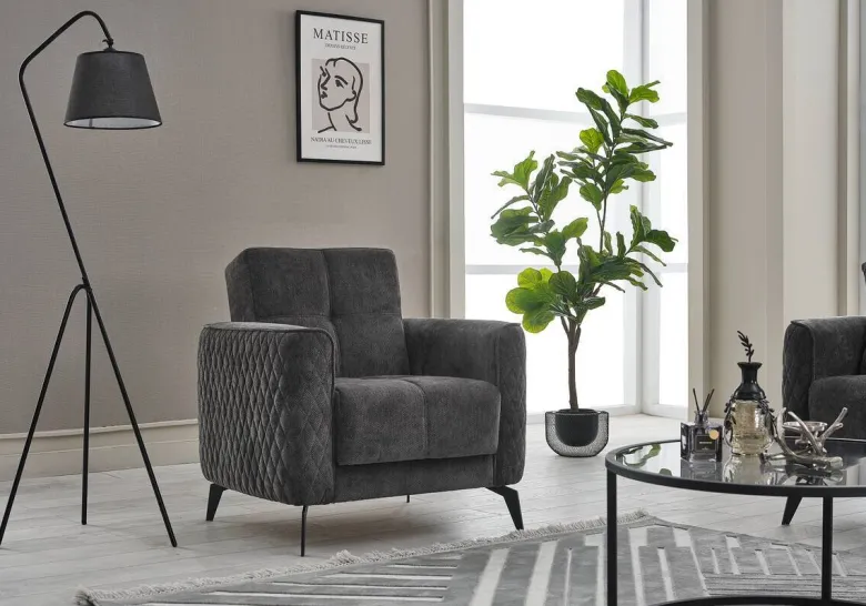 Sofa 3-2-1 Lendor grau Webstoff