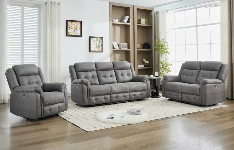 Sofa Philip grau Microfaser B/H/T: ca. 208x103x95 cm