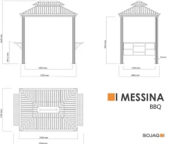 Sojag Pavillon Messina BBQ anthrazit Stahl B/H/L: ca. 292x262x179 cm