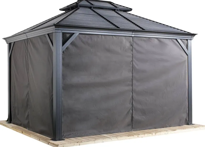 Sojag Pavillon-Vorhang-Set Mykonos/Moreno dunkelgrau Polyester B/T: ca. 380x254 cm