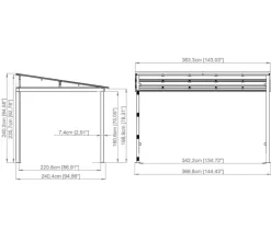 Sojag Terrassenüberdachung St. Barth anthrazit Aluminium B/H/L: ca. 363x240x240 cm
