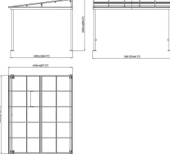Sojag Terrassenüberdachung St. Barth anthrazit Aluminium B/H/L: ca. 363x240x240 cm