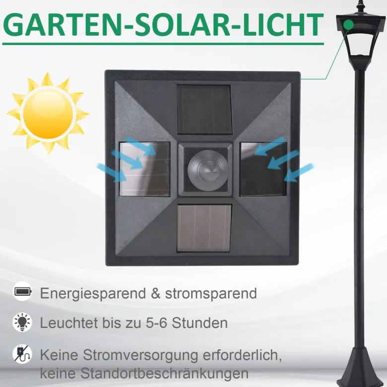Solar Laterne 842-107 schwarz Kunststoff B/H/L: ca. 15x120x15 cm