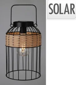 Solarlaterne schwarz Metall B/H/L: ca. 16x16x25 cm