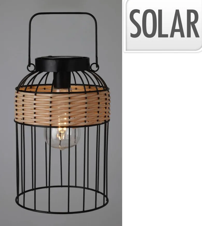 Solarlaterne schwarz Metall B/H/L: ca. 16x16x25 cm