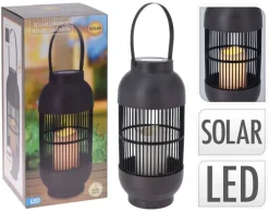 Solarlaterne schwarz Rattan Kunststoff B/H: ca. 15x33 cm