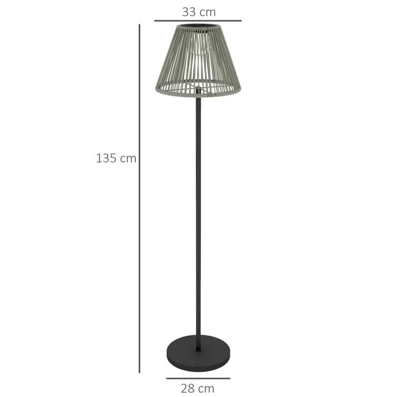 Solarleuchte grau Polyethylen Stahl B/H/L: ca. 33x135x33 cm