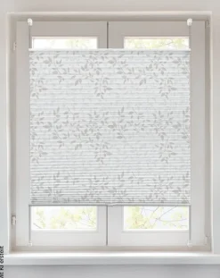 Spannplissee Blätter taupe B/L: ca. 40x130 cm