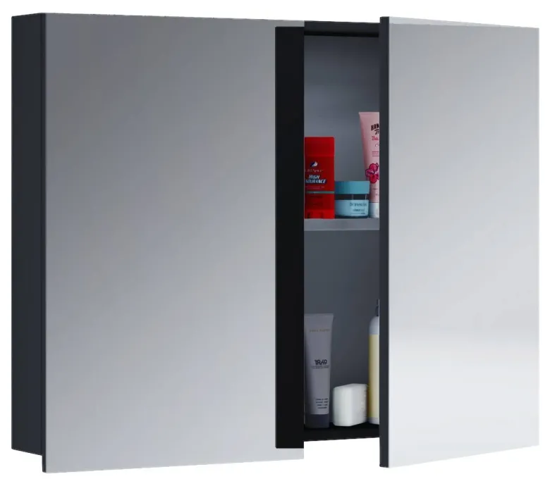 Spiegelschrank Badinos schwarz B/H/T: ca. 80x62x12 cm