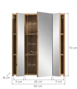 Spiegelschrank Ice Artisan Oak Nachbildung B/H/T: ca. 60x70x18 cm