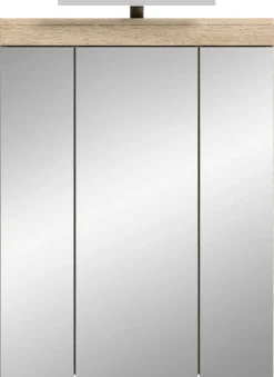 Spiegelschrank Lambada Eiche Sonoma Nachbildung weiß Hochglanz B/H/T: ca. 60x79x37 cm