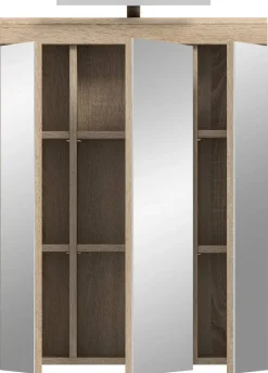 Spiegelschrank Lambada Eiche Sonoma Nachbildung weiß Hochglanz B/H/T: ca. 60x79x37 cm