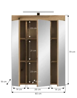 Spiegelschrank Scout Evoke Oak Nachbildung Spiegel B/H/T: ca. 60x79x18 cm