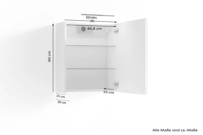 Spiegelschrank SPREE weiß B/H/T: ca. 50x60x15 cm