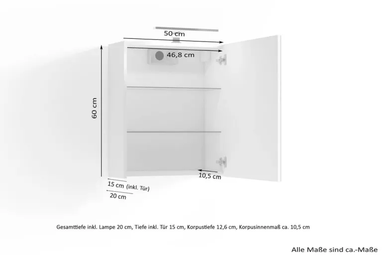 Spiegelschrank SPREE weiß B/H/T: ca. 50x60x15 cm