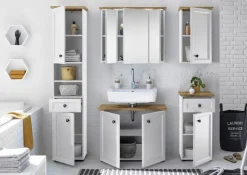 Spiegelschrank Toskana Eiche Artisan Optik weiß B/H/T: ca. 84x70x24 cm