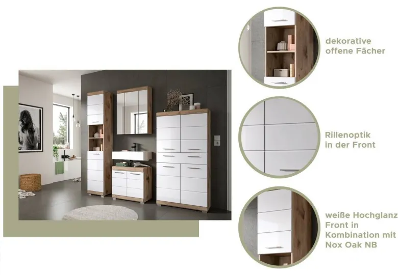 Spiegelschrank Wave Nachbildung B/H/T: ca. 60x79x18 cm