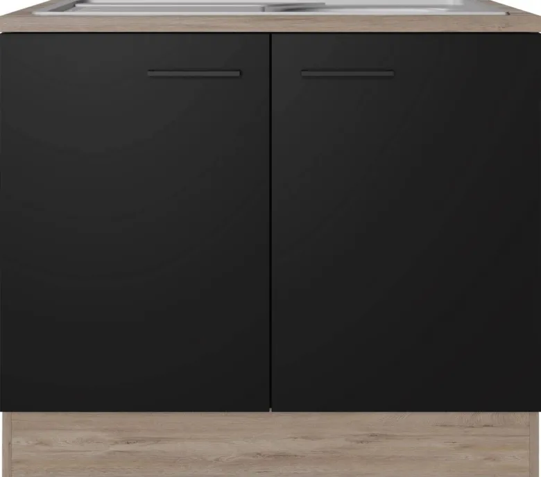 Spülenschrank Capri schwarz matt B/H/T: ca. 100x85x60 cm