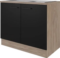 Spülenschrank Capri schwarz matt B/H/T: ca. 100x85x60 cm