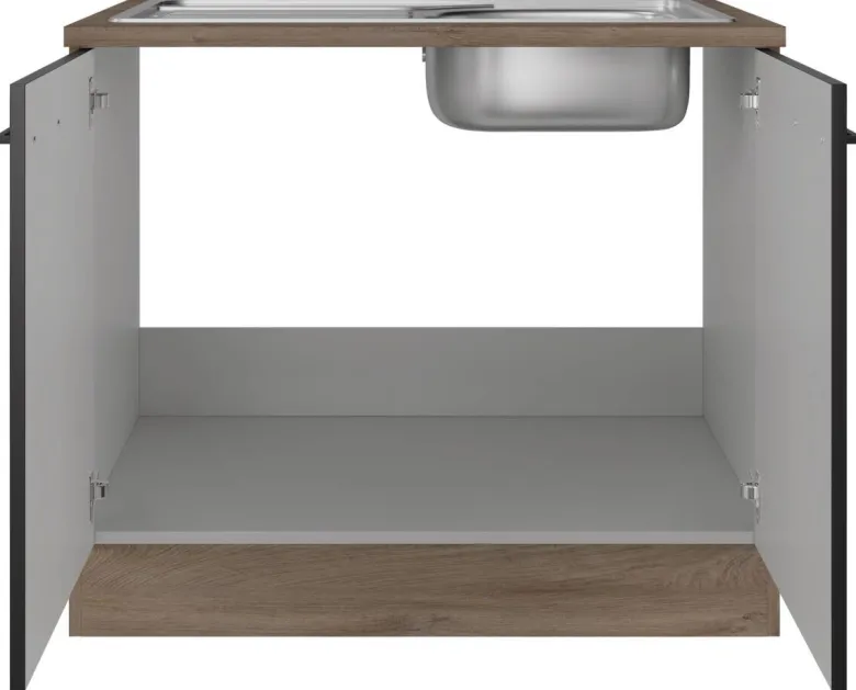 Spülenschrank Capri schwarz matt B/H/T: ca. 100x85x60 cm