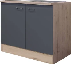 Spülenschrank Morena grau matt B/H/T: ca. 100x85x60 cm