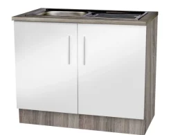 Spülenschrank weiß Hochglanz B/H/T: ca. 100x82x57 cm