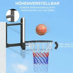 SPORTNOW Basketballkorb schwarz B/H/L: ca. 28x70x110 cm