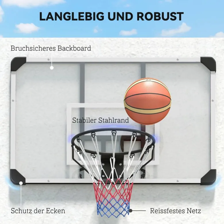 SPORTNOW Basketballkorb transparent Stahl B/H/L: ca. 61x73x113 cm