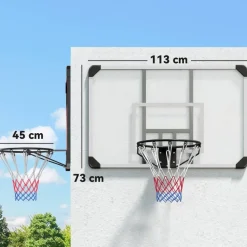 SPORTNOW Basketballkorb transparent Stahl B/H/L: ca. 61x73x113 cm