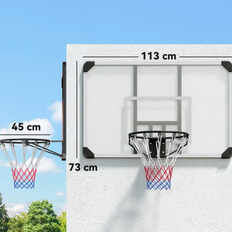 SPORTNOW Basketballkorb transparent Stahl B/H/L: ca. 61x73x113 cm