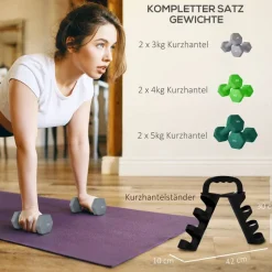 SPORTNOW Hantelset mehrfarbig Metall B/H/L: ca. 10x30x42 cm