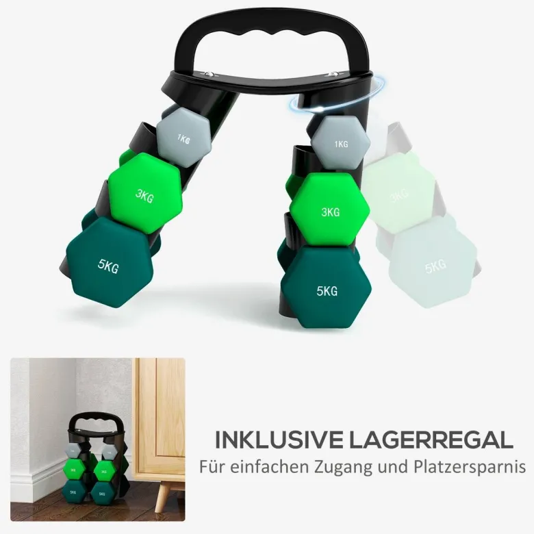 SPORTNOW Hantelset mehrfarbig Kunststoff B/H/L: ca. 10x30x42 cm