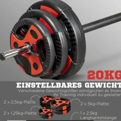 SPORTNOW Hantel-Set rot Kunststoff B/H/L: ca. 17x140x17 cm